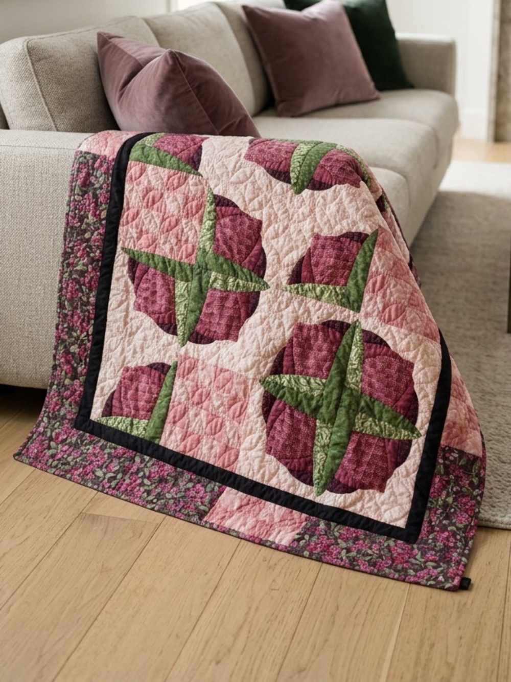 HANDMADE QUILT 39x47 - SOLD AS IS
